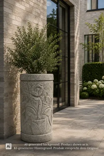 Product image of the product “Pot with Flower Vase Ornaments, 100 cm Height, 60 cm Dia, Natural Stone ”